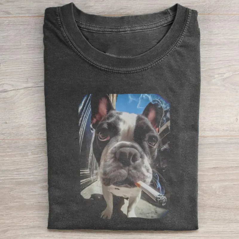 Funny Smoking Dog Meme T-shirt