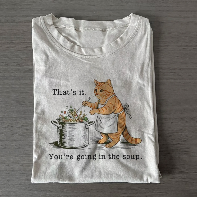 Funny Cat Cooking Soup T-shirt - Vintage Washed Apparel by VanceMade