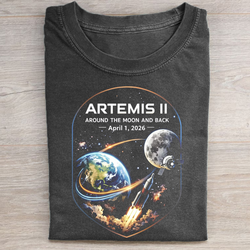 Artemis II Rocket Launch T-shirt - Vintage Washed Apparel by VanceMade