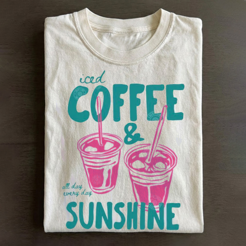 Iced Coffee and Sunshine T-shirt - Vintage Washed Apparel by VanceMade