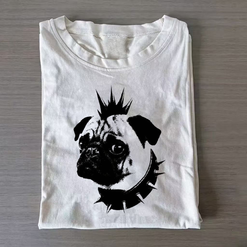 Punk Pug Spiked Collar T-shirt