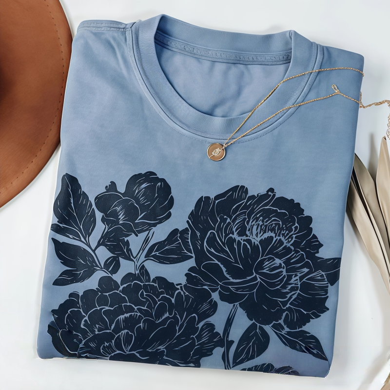 Vintage Linocut Flower T-shirt