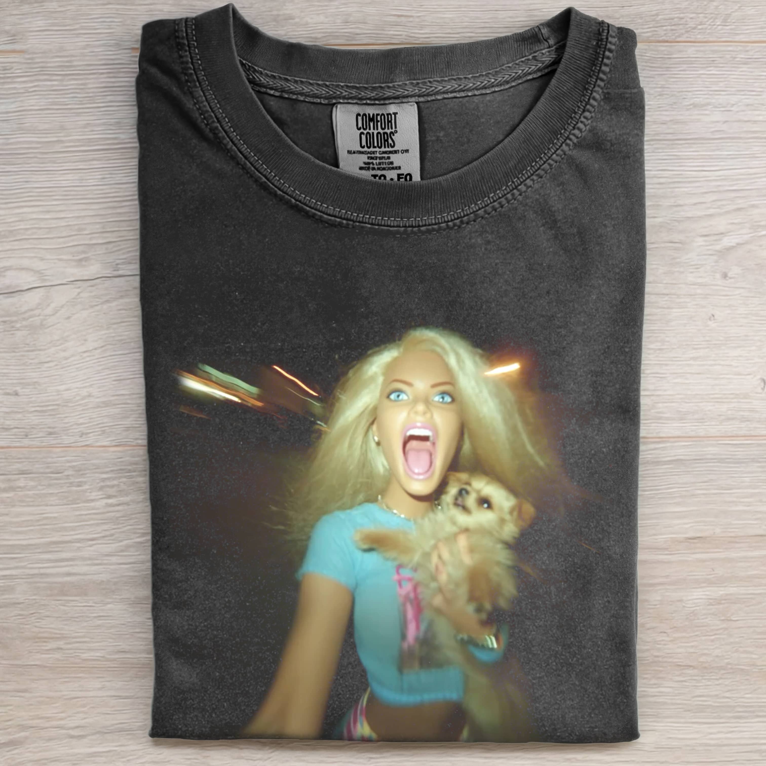 RUNNING Funny Doll FaceCORE AND DOG TEE-ShawnCraft