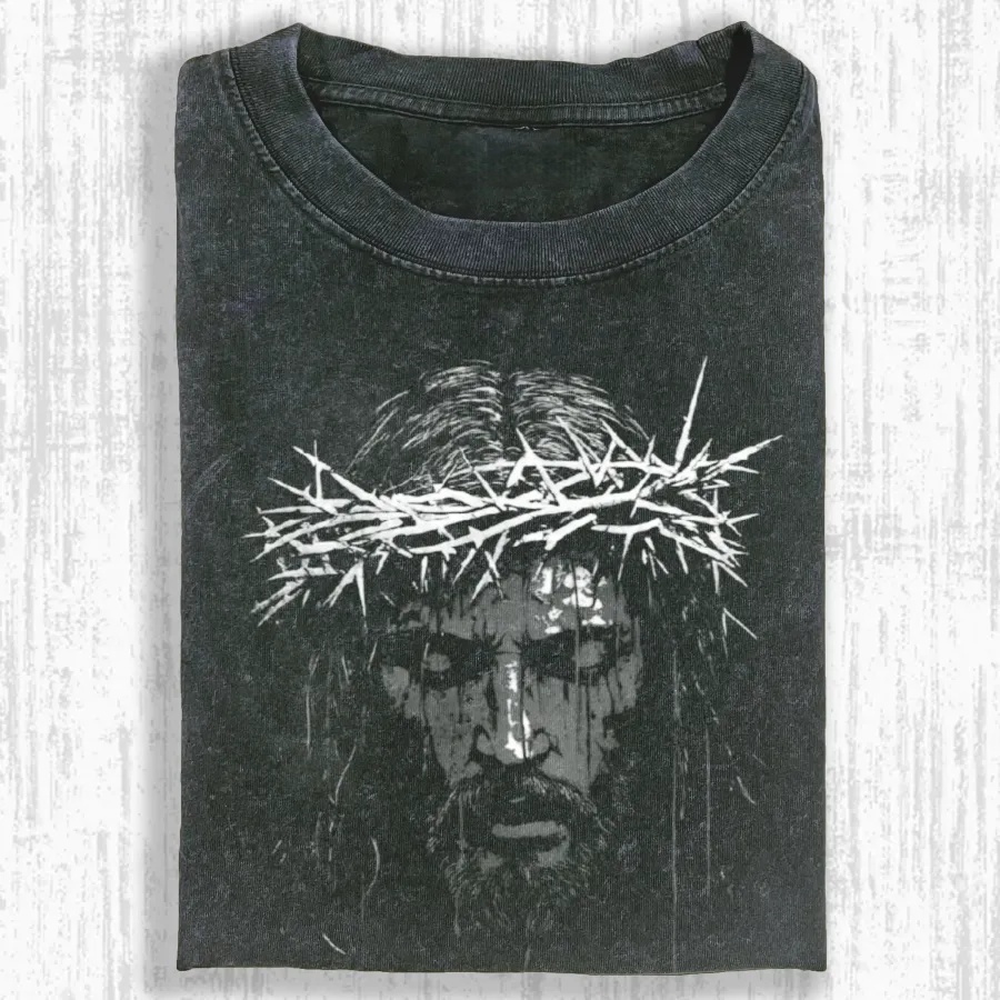 Jesus Crown of Thorns Portrait T-shirt-ShawnCraft