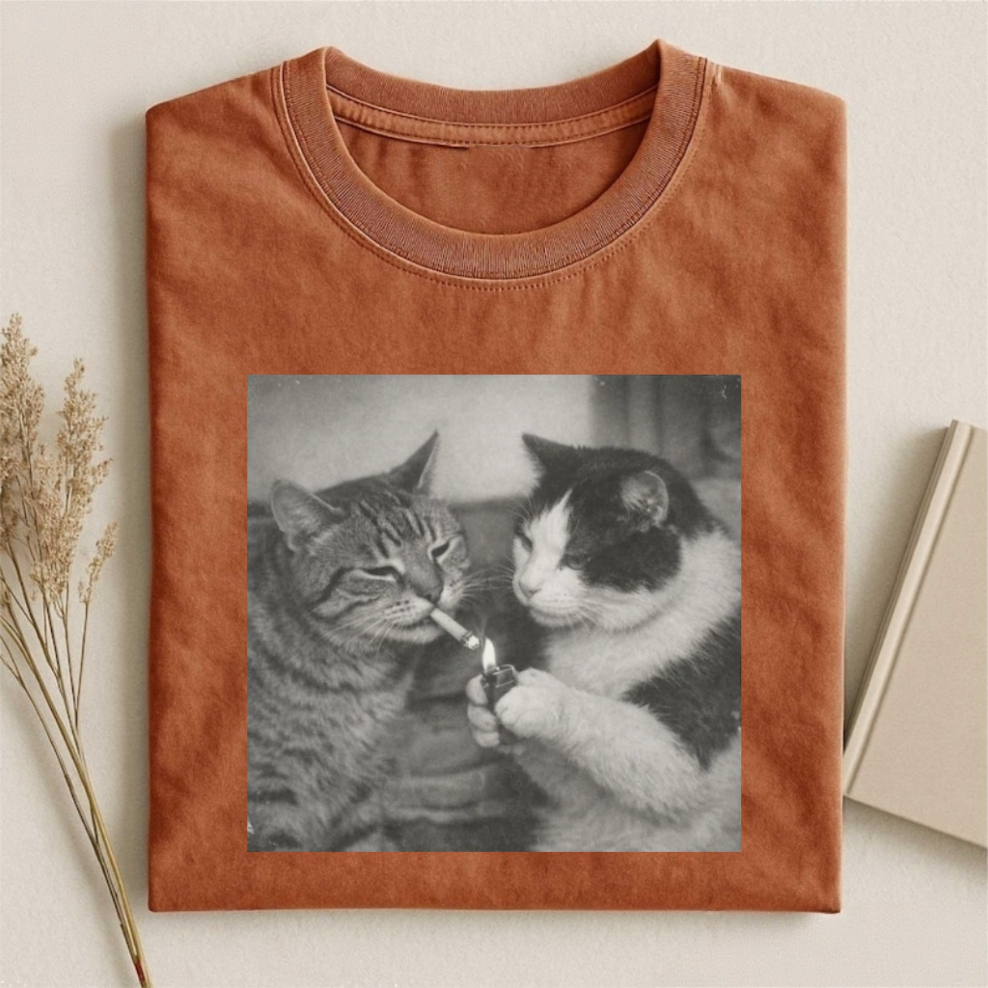 Comfort Colors Retro Funny Cat T-Shirt-ShawnCraft