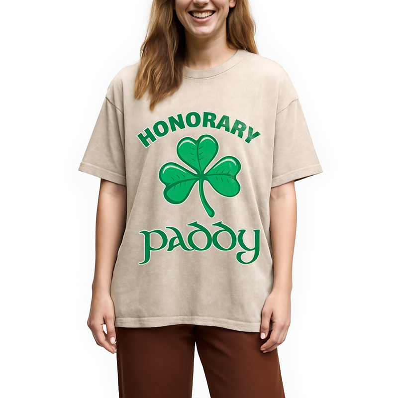 Honorary Paddy St Patricks Day Washed T-Shirt-ShawnCraft