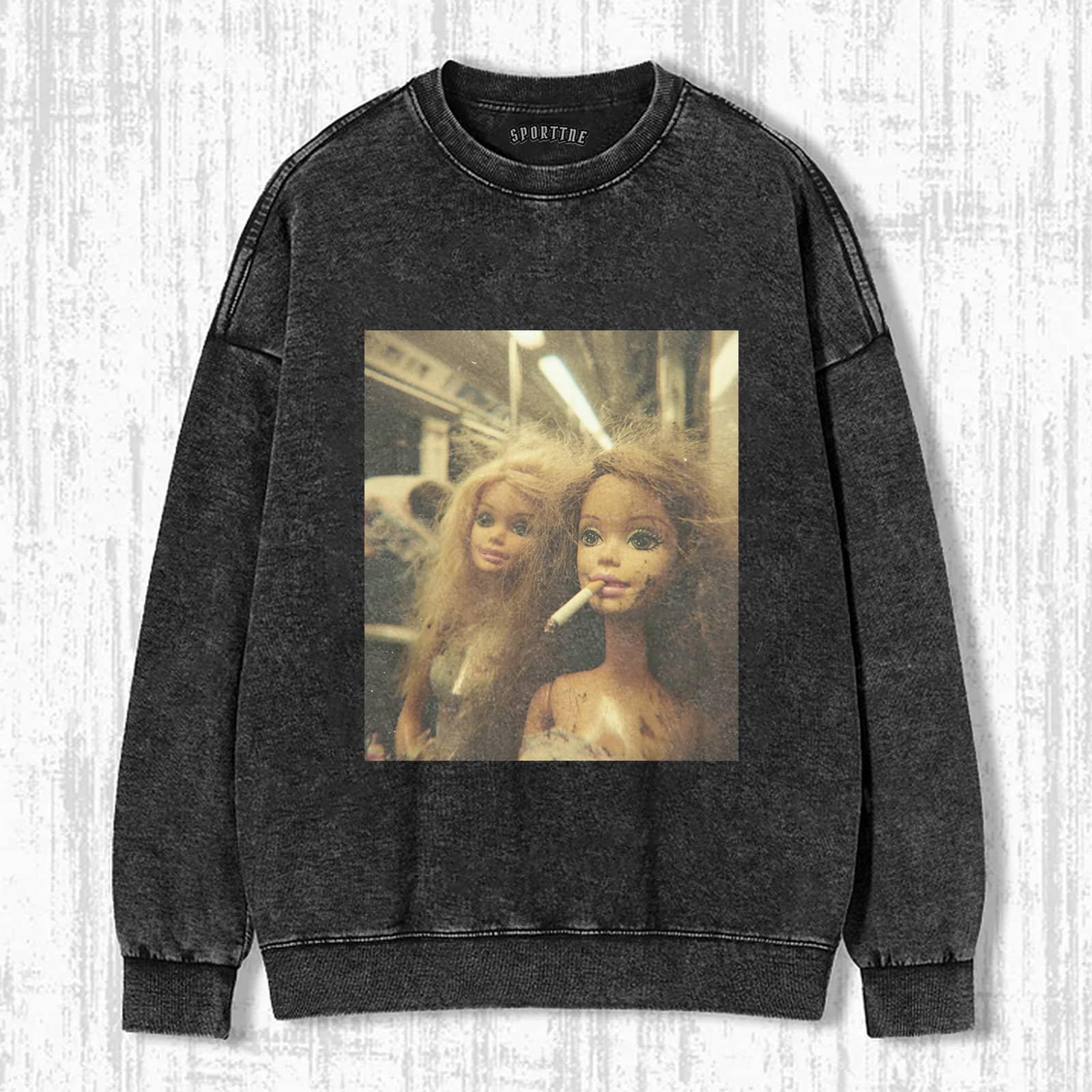 SMOKING Funny Doll Face GIRL SHORT SLEEVED T-SHIRT-ShawnCraft