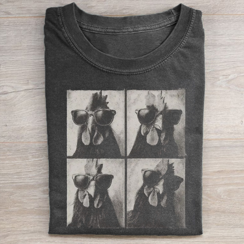Retro Grunge Chicken T-shirt-ShawnCraft