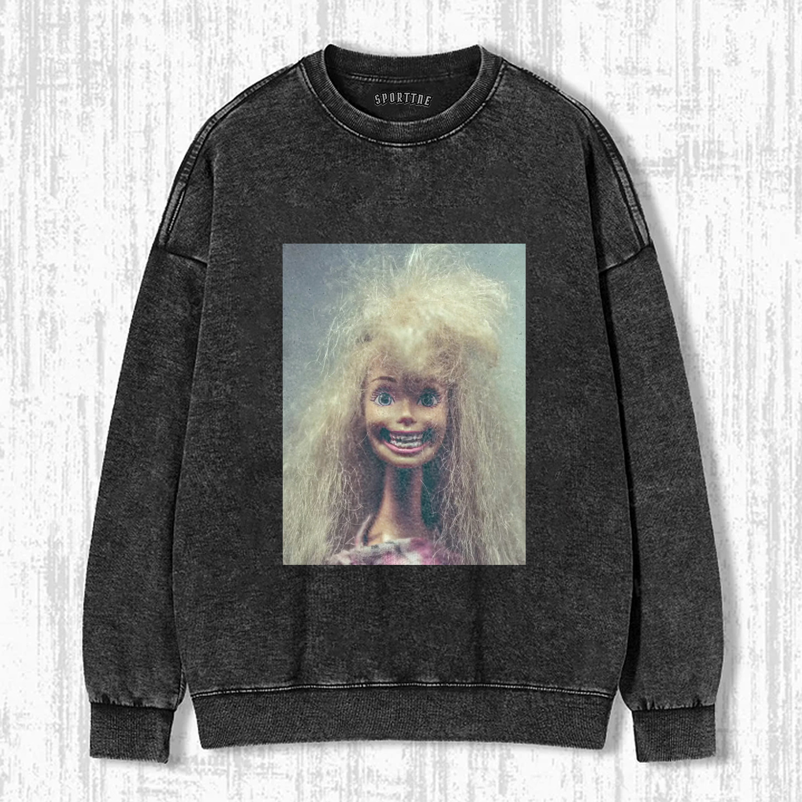 Funny Doll Face GIRL WITH A WRY SMILE T-SHIRT-ShawnCraft