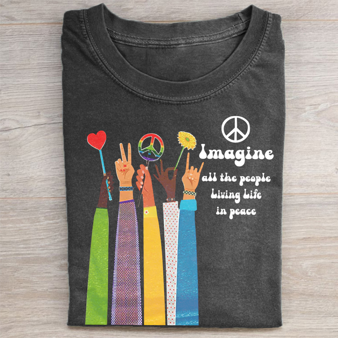 Imagine All The People Living Life In Peace T-shirt-ShawnCraft