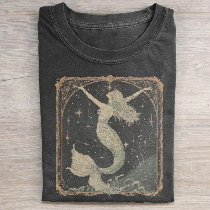 Vintage Mermaid Graphic T-shirt-ShawnCraft
