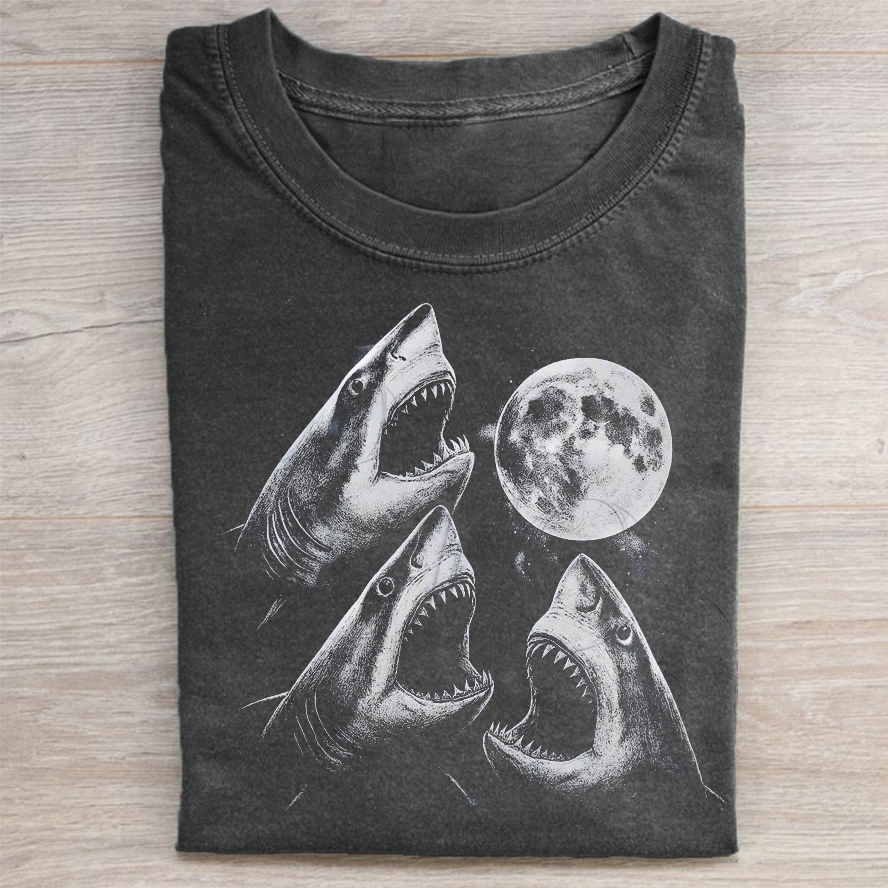 Sharks Howling To Moon T-shirt-ShawnCraft
