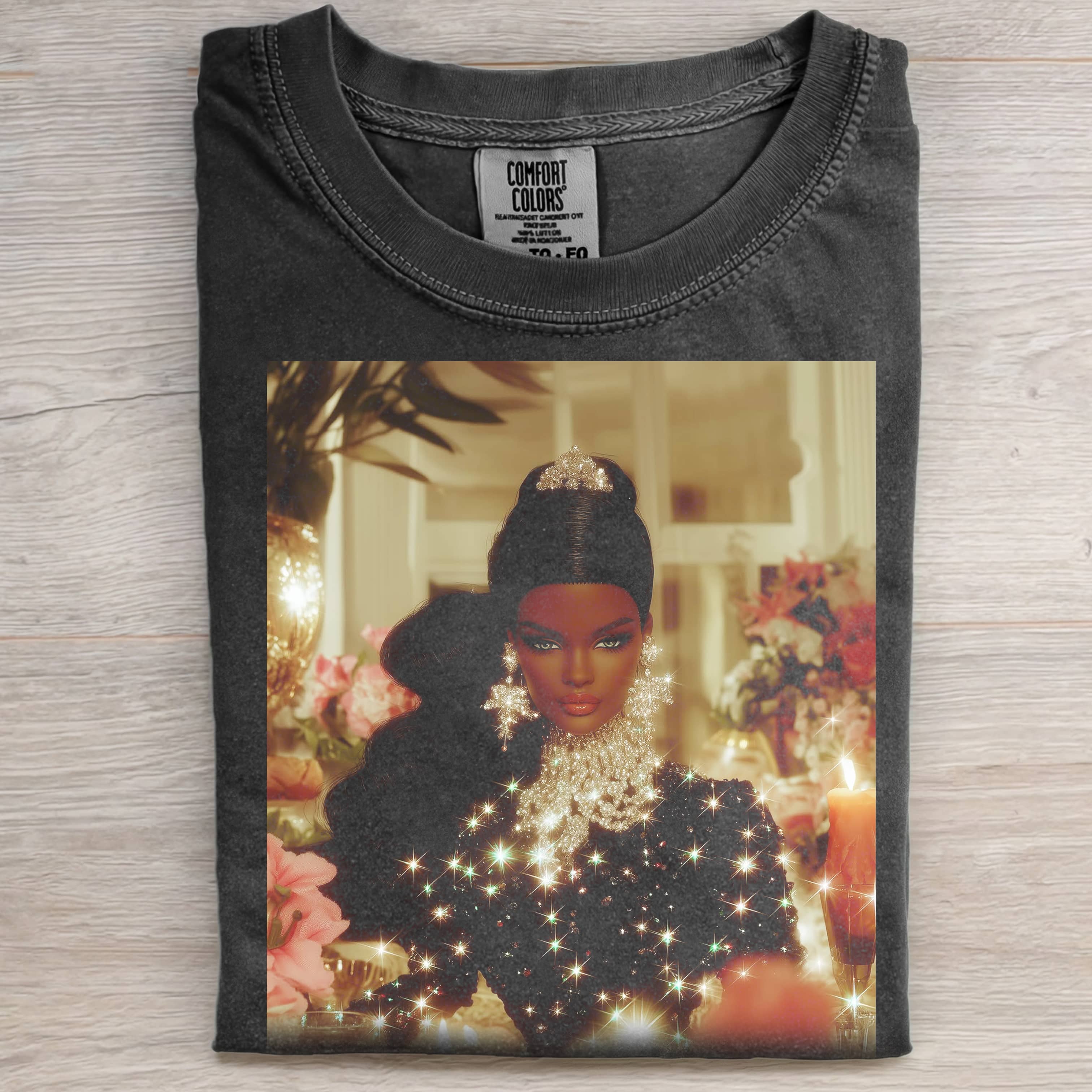 BLACK Funny Doll Face GIRL GLAMOROUS PARTY TEE-ShawnCraft