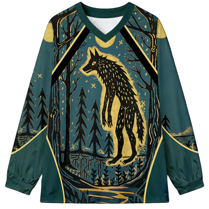 Full Moon Night Long Sleeve Graphic Print T-Shirt-ShawnCraft