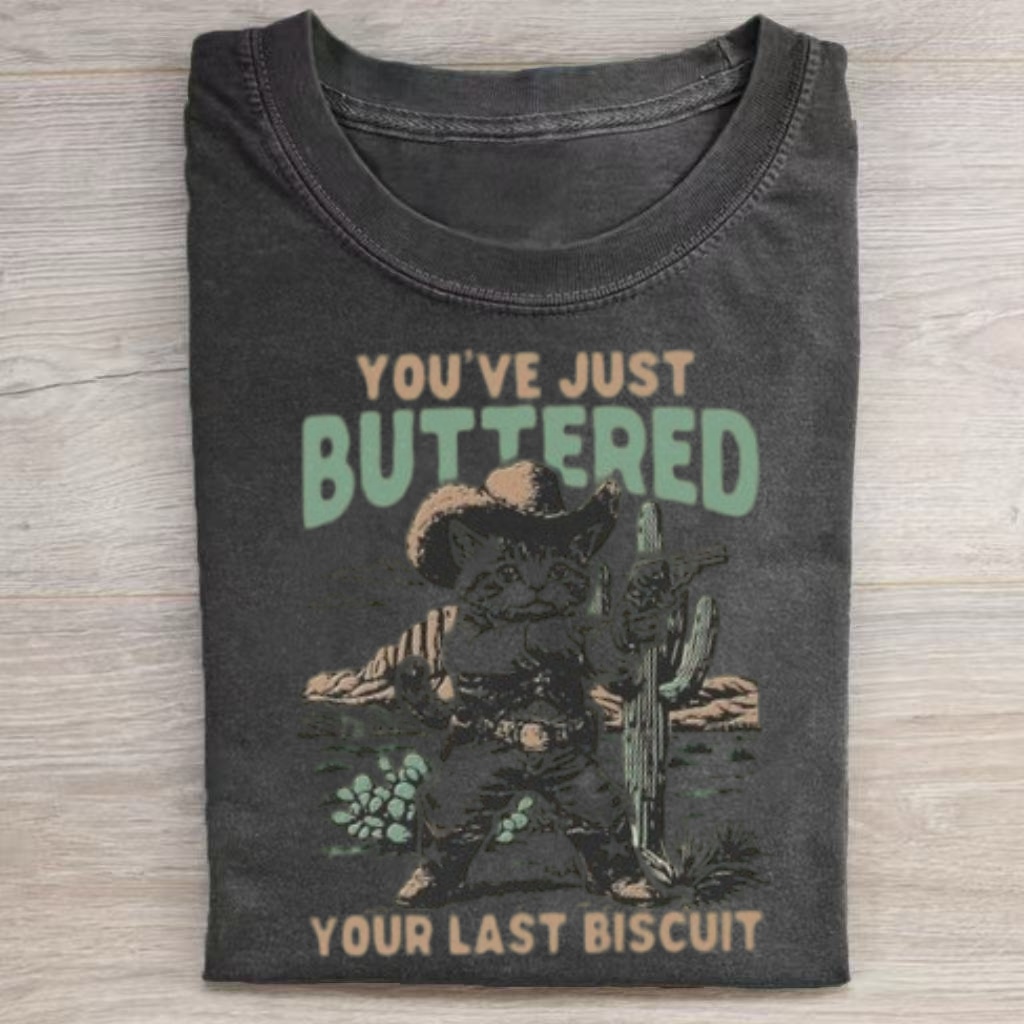 "Buttered Biscuit" Cowboy Cat Western T-Shirt-ShawnCraft