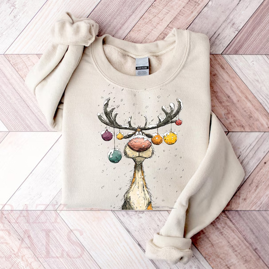 Vintage Reindeer Sweatshirt-ShawnCraft