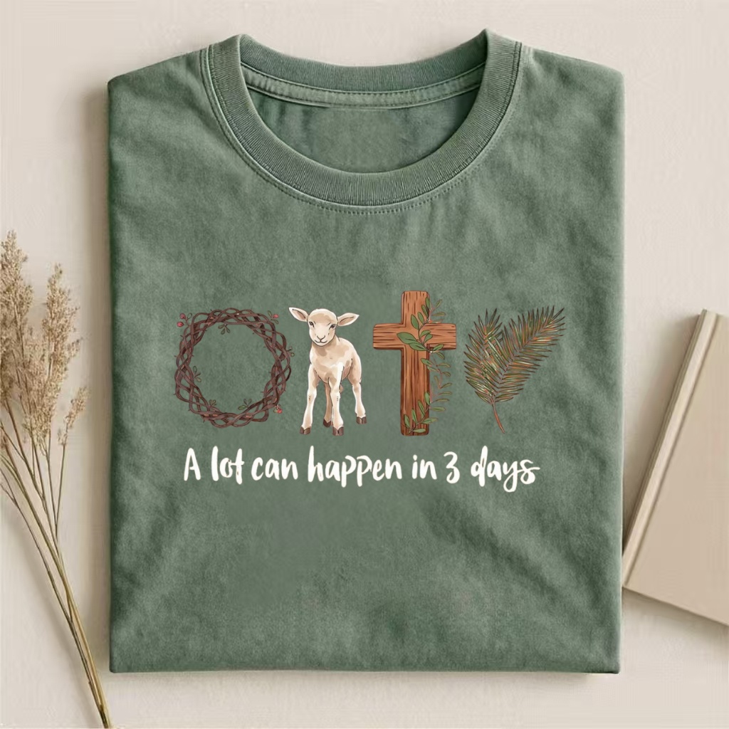"A Lot Can Happen In 3 Days" Easter Lamb T-shirt-ShawnCraft