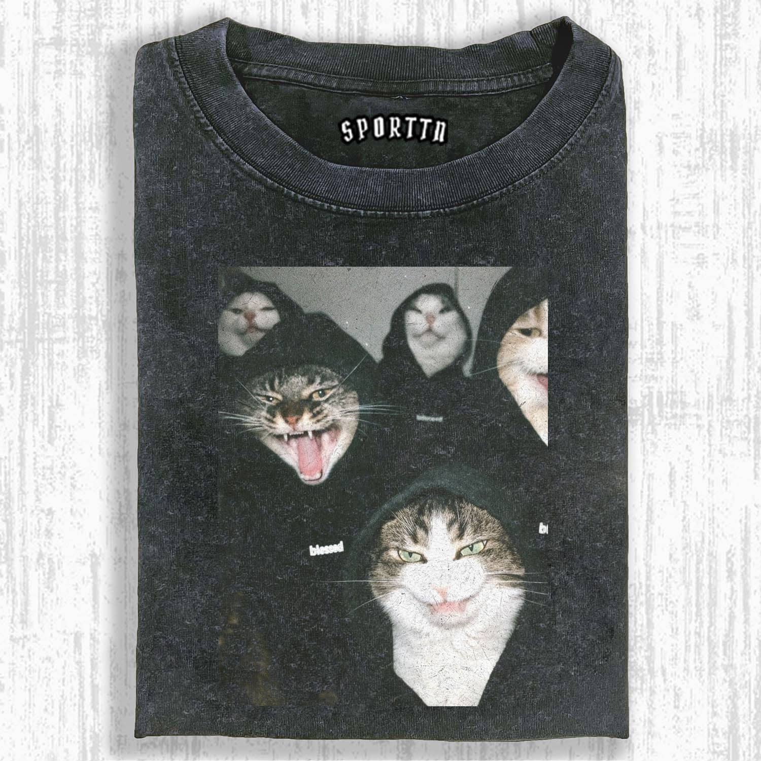 Cool and Daring Cat Group Dark - Style Trendy Cats T-shirt-ShawnCraft