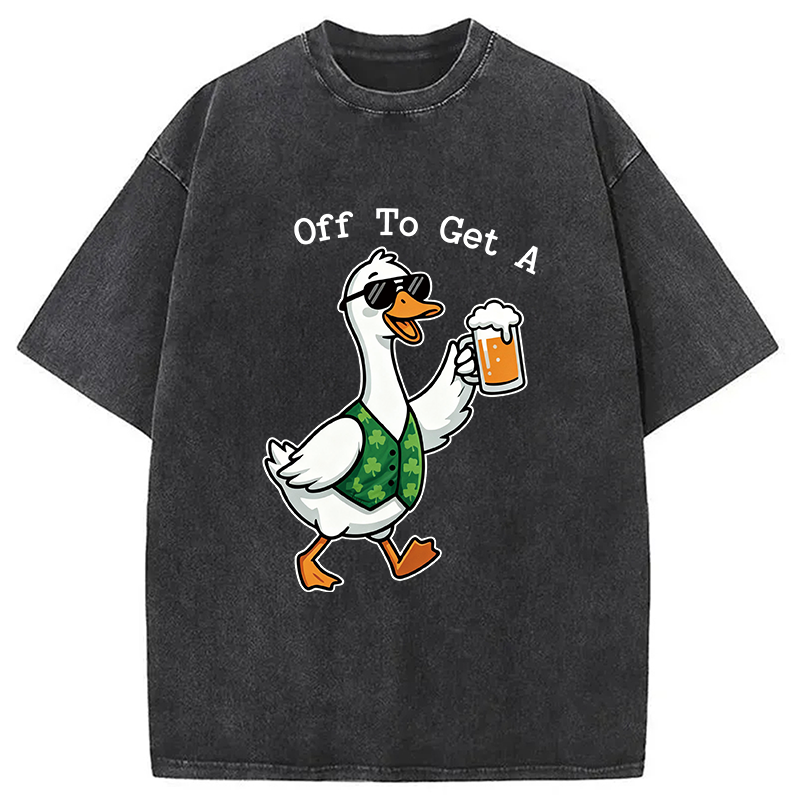 St Paddys Day Goose Washed T-Shirt-ShawnCraft