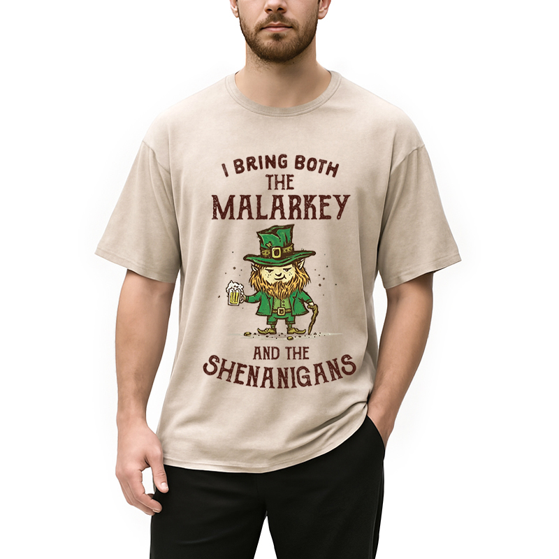 I Bring Malarkey and Shenanigans Washed T-Shirt-ShawnCraft