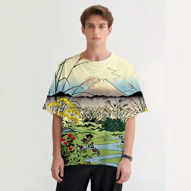 Views of Mount Fuji Graphic Print T-Shirt-ShawnCraft