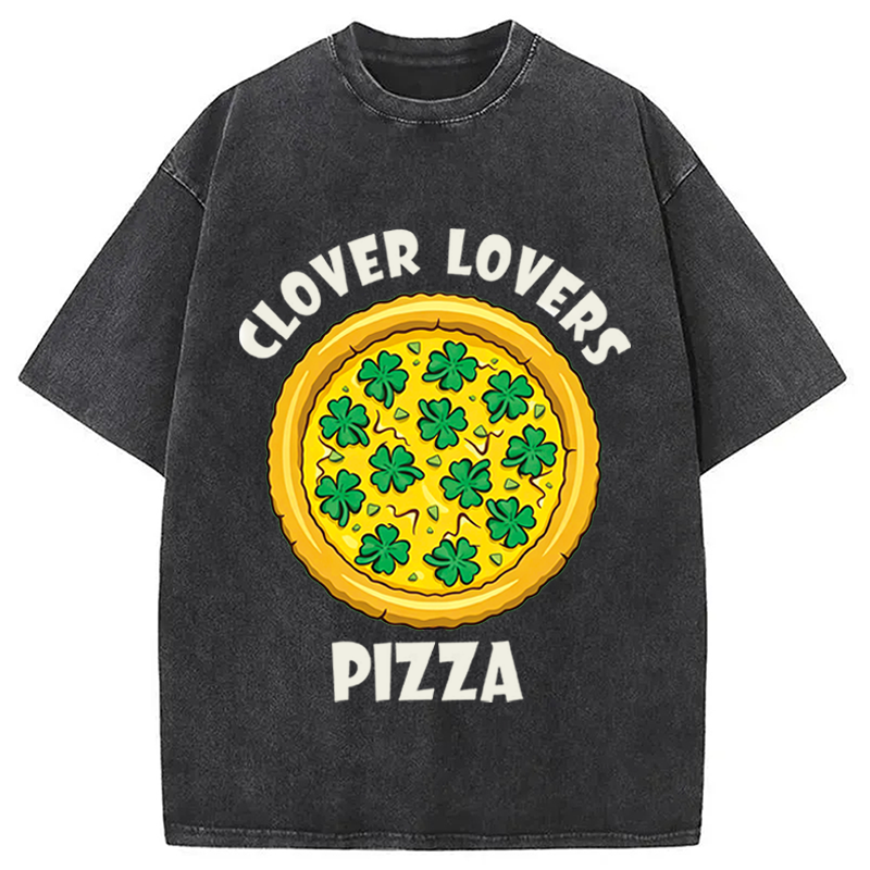 Clover Lovers Pizza Washed T-Shirt-ShawnCraft