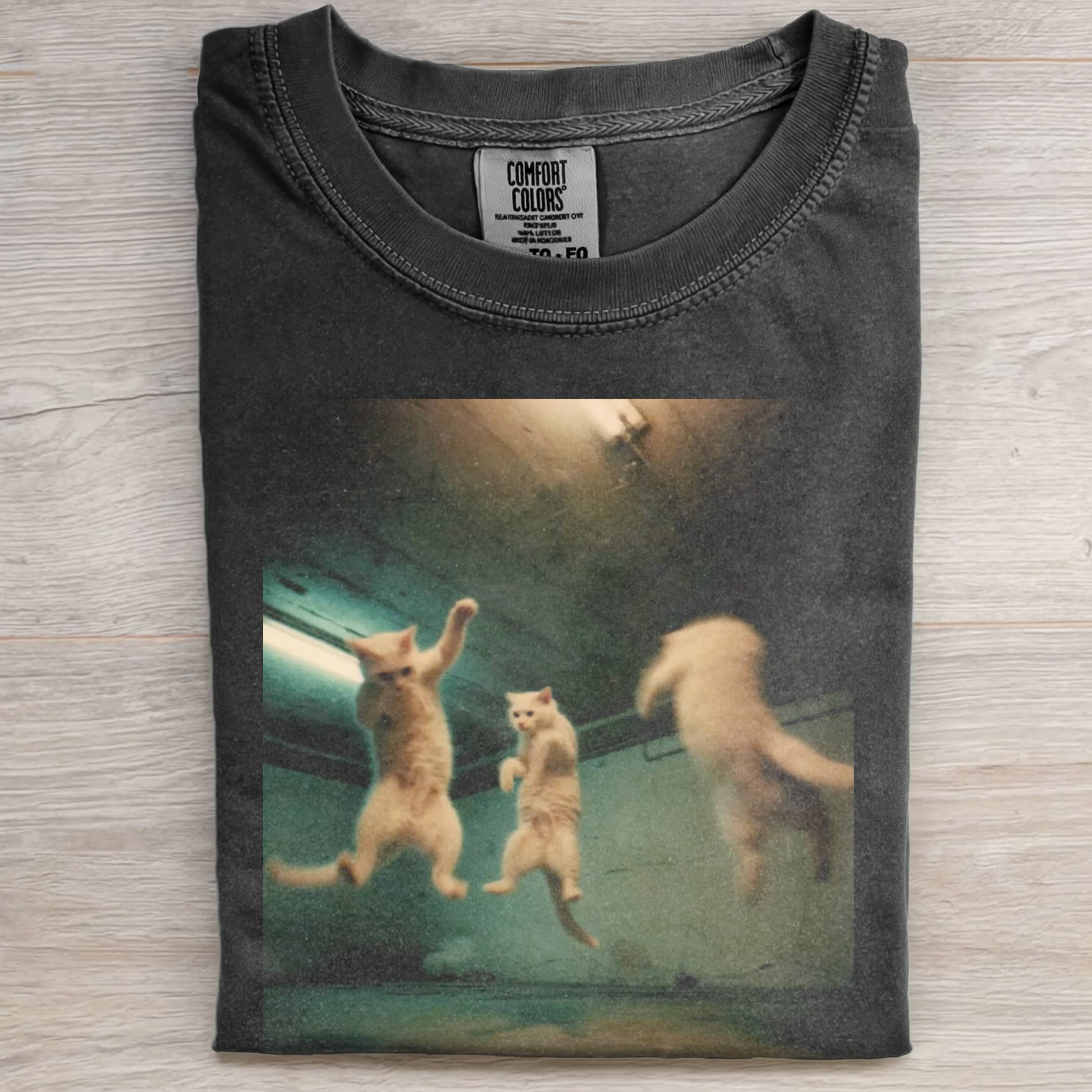 THREE CATS JUMPING T-SHIRT-ShawnCraft