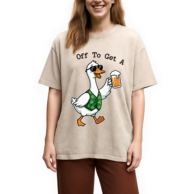 St Paddys Day Goose Washed T-Shirt-ShawnCraft