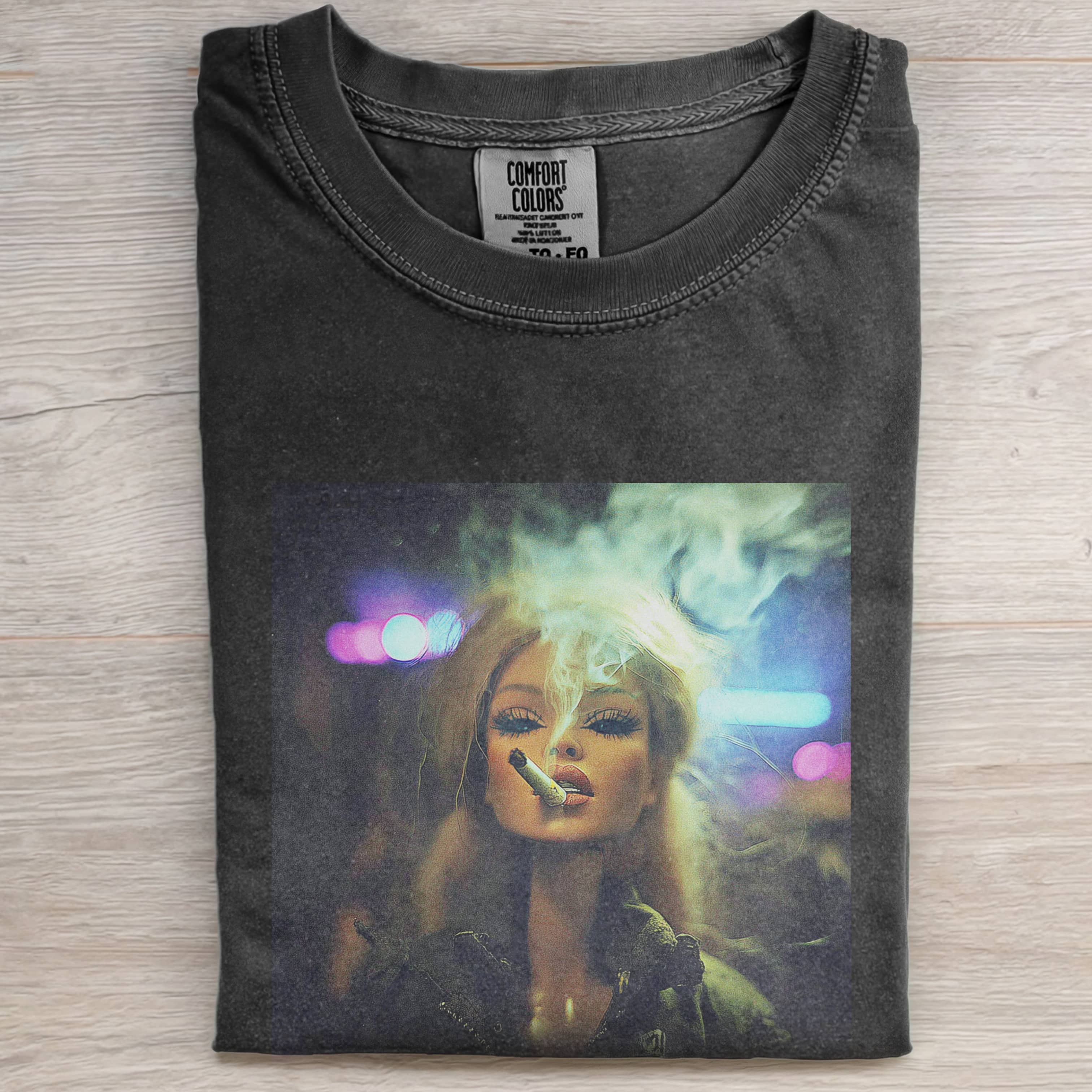 DARK AND EDGY SMOKING Funny Doll FaceCORE T-SHIRT-ShawnCraft