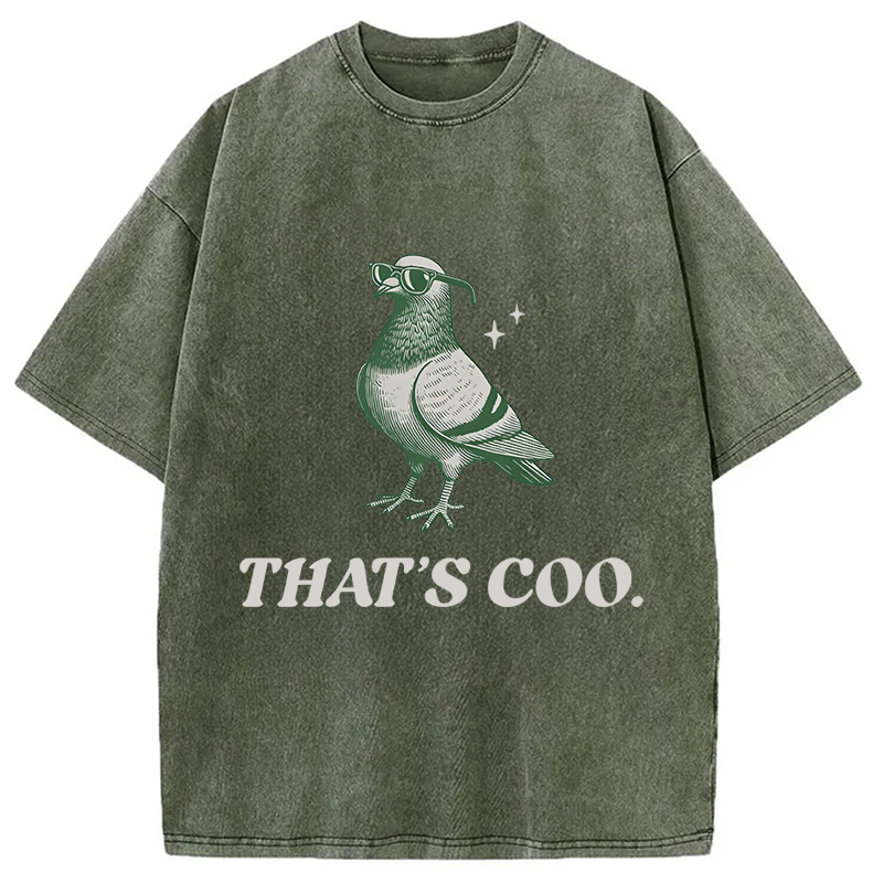 Retro Funny Pigeon Puns 90s Washed T-Shirt-ShawnCraft