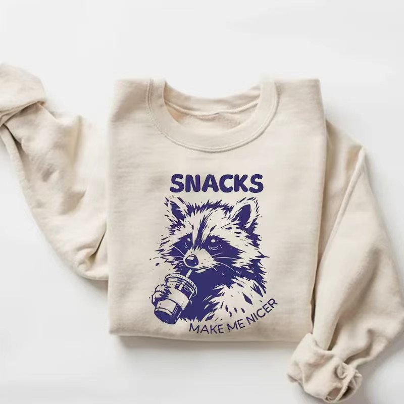 Funny Raccoon Snacks Make Me Nicer Sweatshirt-ShawnCraft