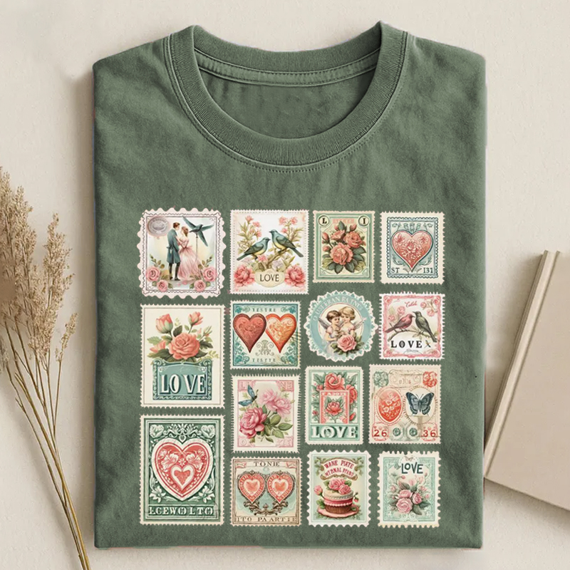 Vintage Valentines Stamps T-shirt-ShawnCraft