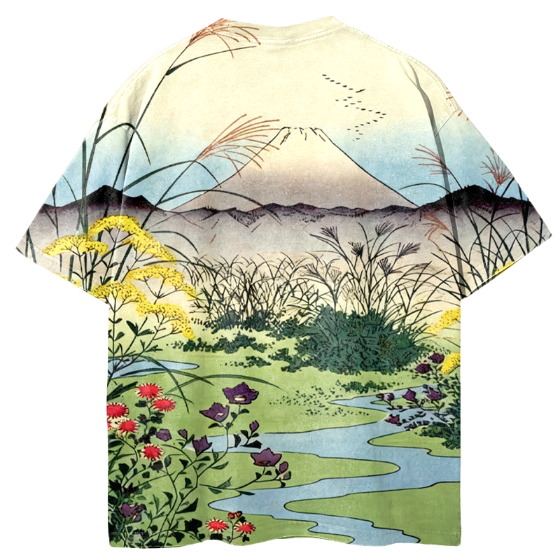 Views of Mount Fuji Graphic Print T-Shirt-ShawnCraft