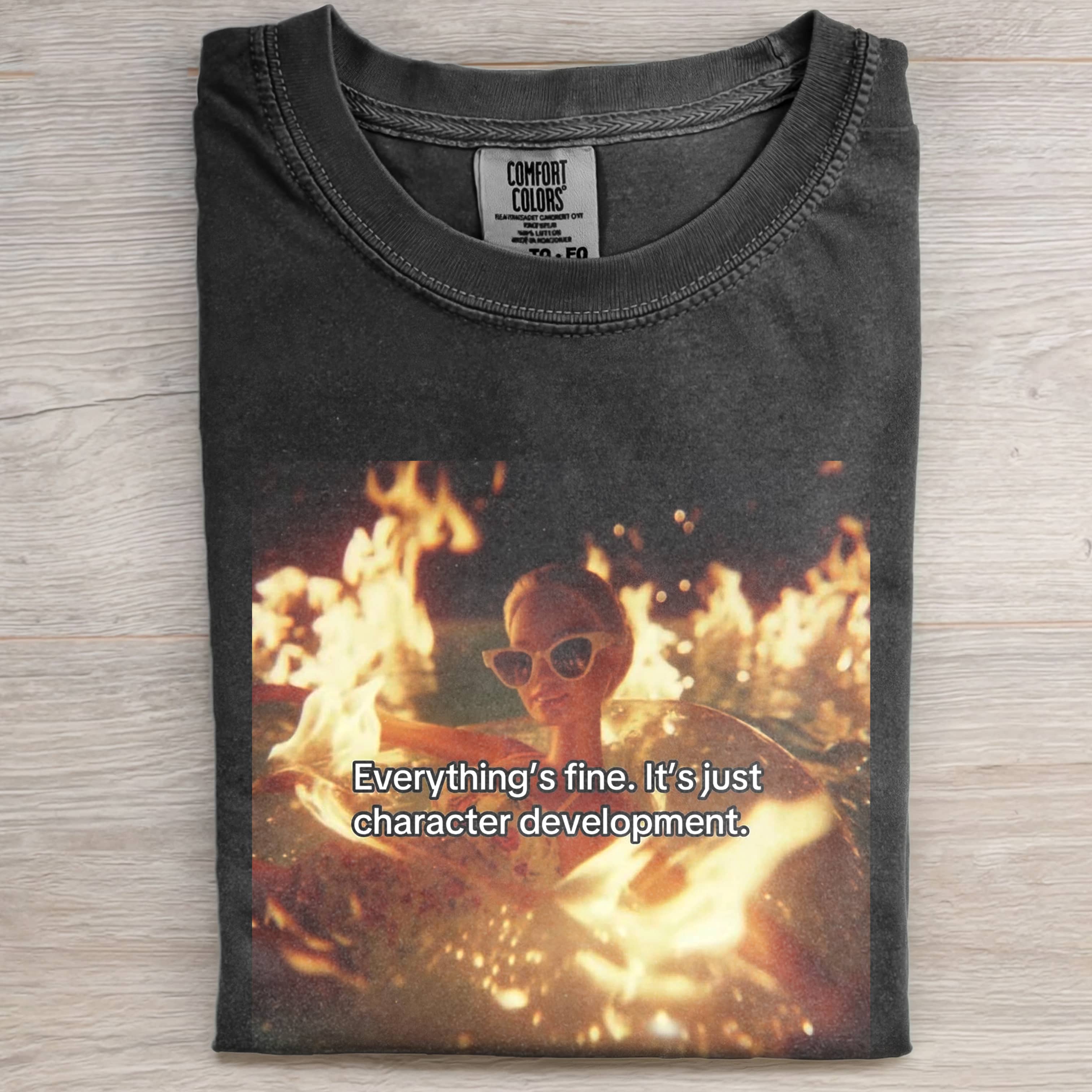 Funny Doll FaceCORE RETRO FIRE SWIMMING T-SHIRT-ShawnCraft