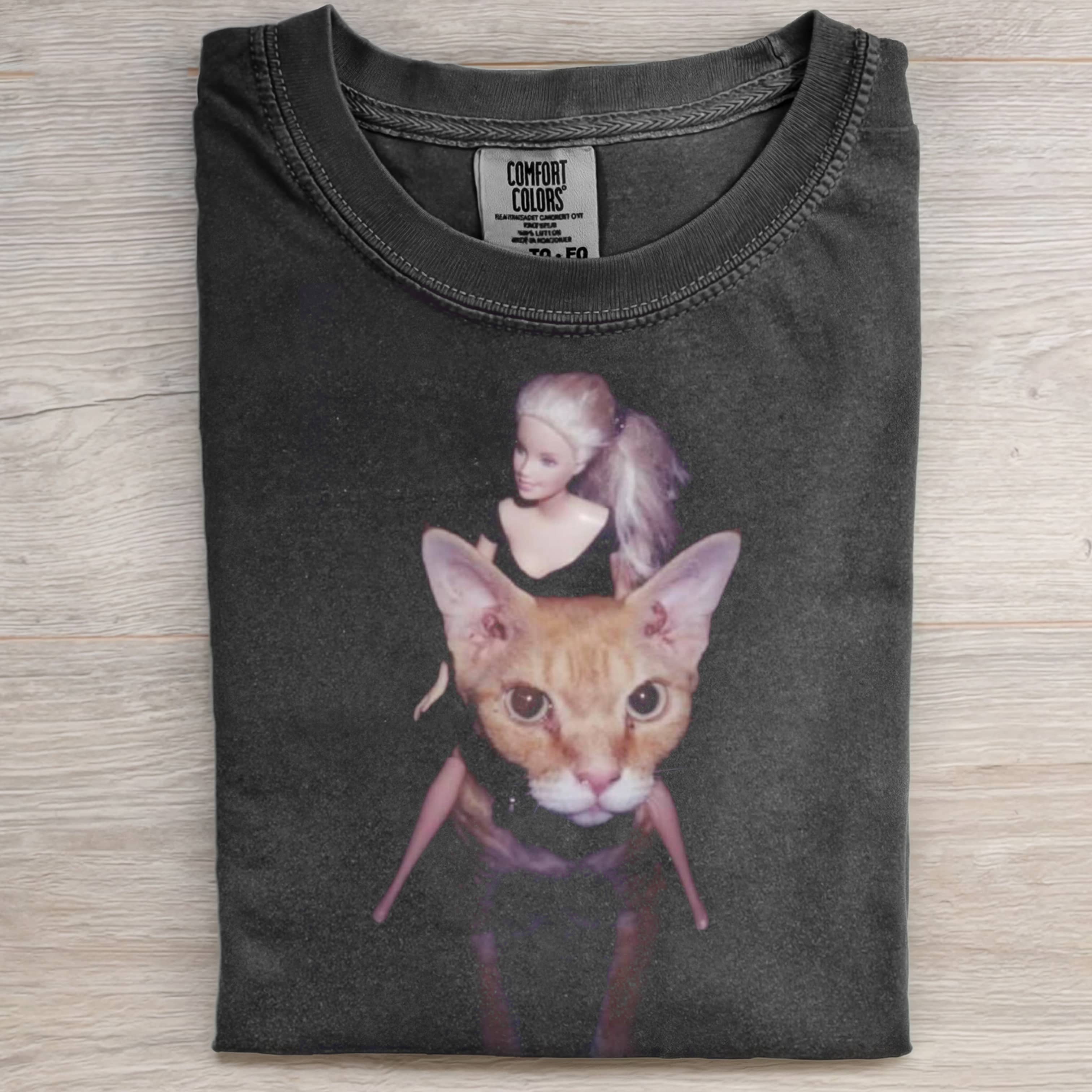 CAT AND Funny Doll FaceCORE T-SHIRT-ShawnCraft