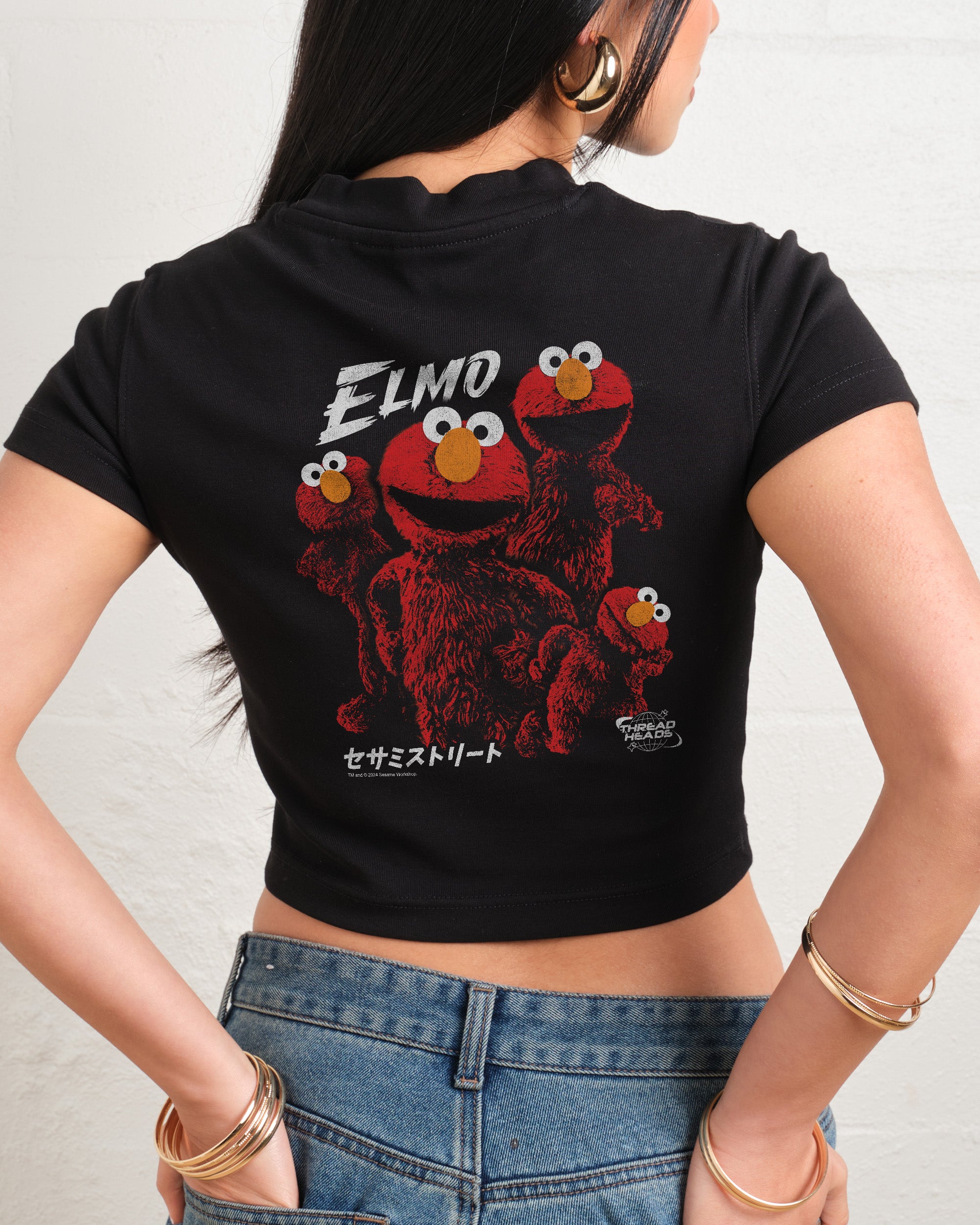 Tokyo Elmo Front and Back Baby Tee-ShawnCraft