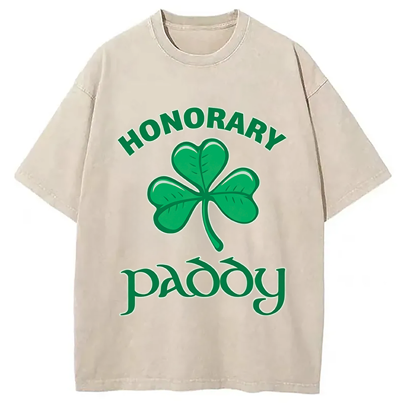 Honorary Paddy St Patricks Day Washed T-Shirt-ShawnCraft
