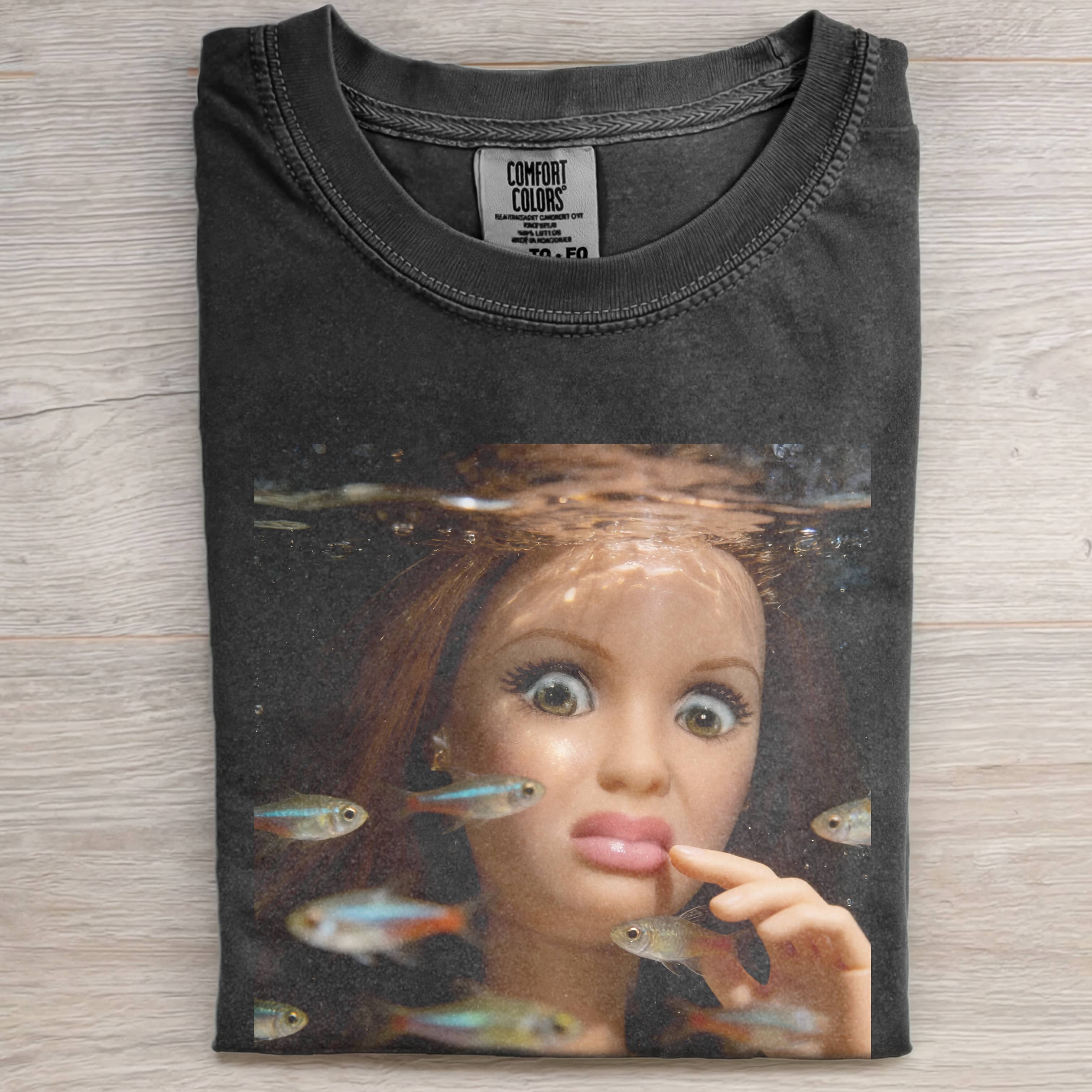 Funny Doll FaceCORE GOLDFISH RETRO SHORT-SLEEVED T-SHIRT-ShawnCraft