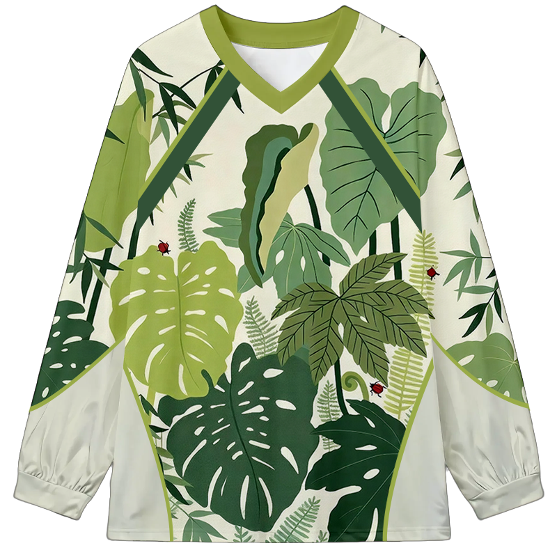 Ferns Long Sleeve Graphic Print T-Shirt-ShawnCraft