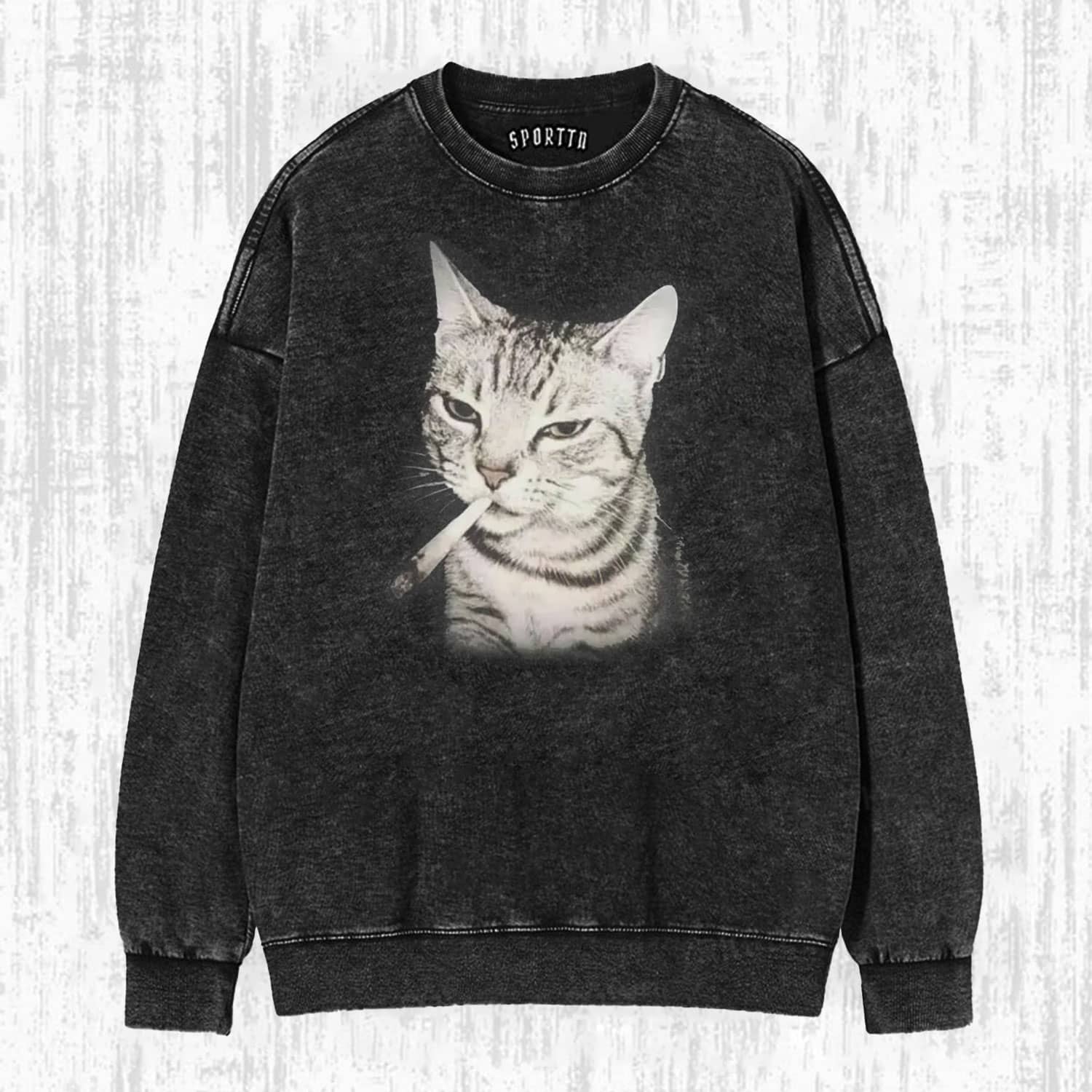 Vintage Smoking Cat Meme T-shirt-ShawnCraft
