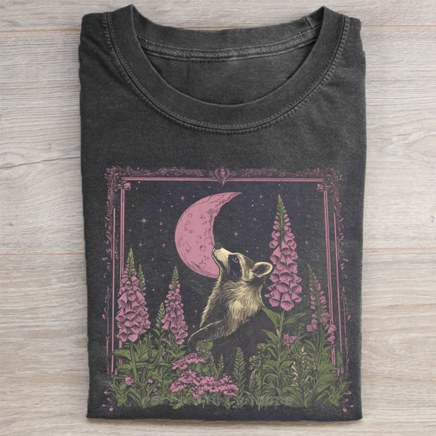 Racoon Vintage Floral T-shirt-ShawnCraft
