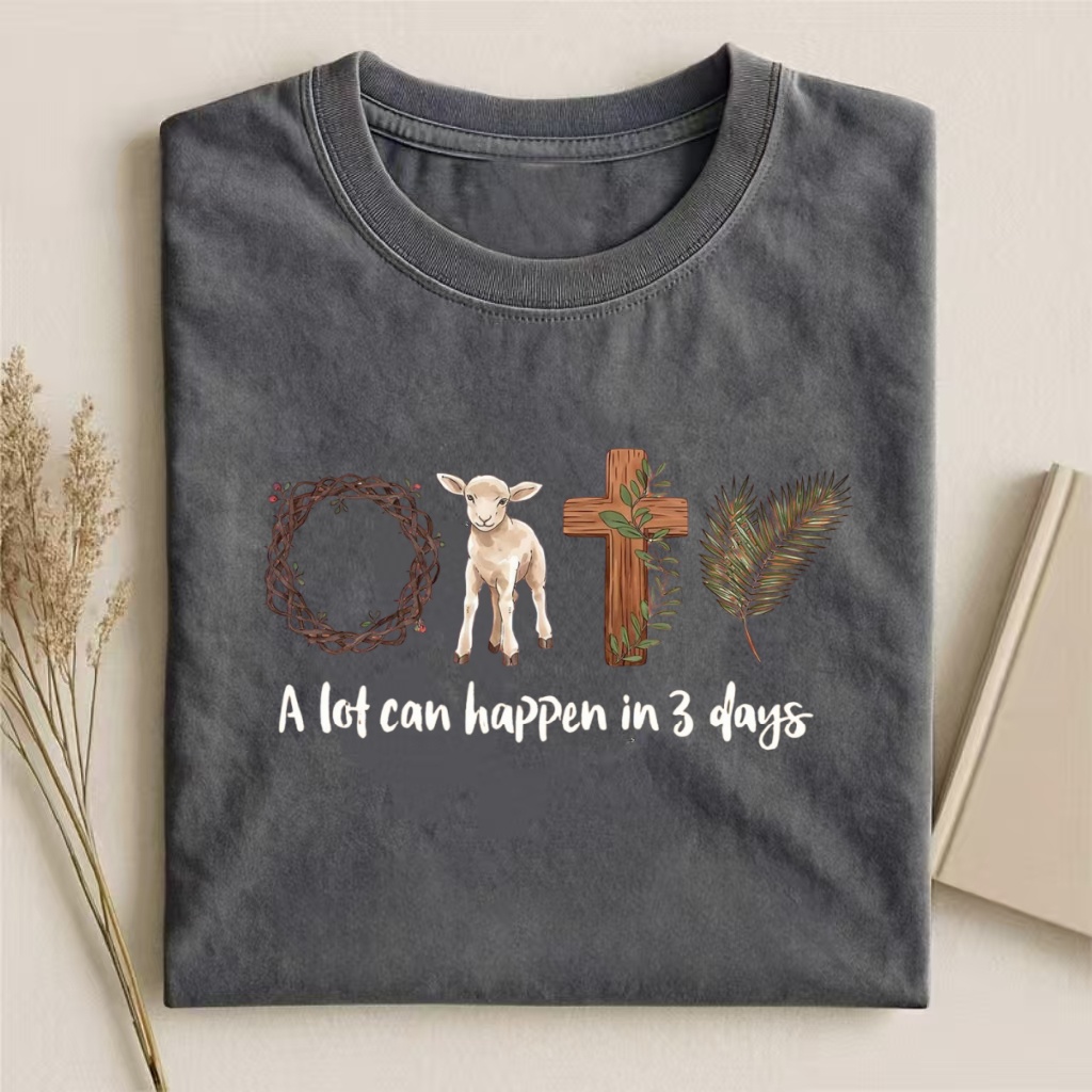 "A Lot Can Happen In 3 Days" Easter Lamb T-shirt-ShawnCraft