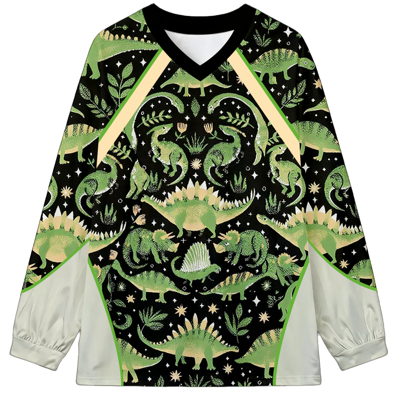 Herbivorous Dinosaur Long Sleeve Graphic Print T-Shirt-ShawnCraft