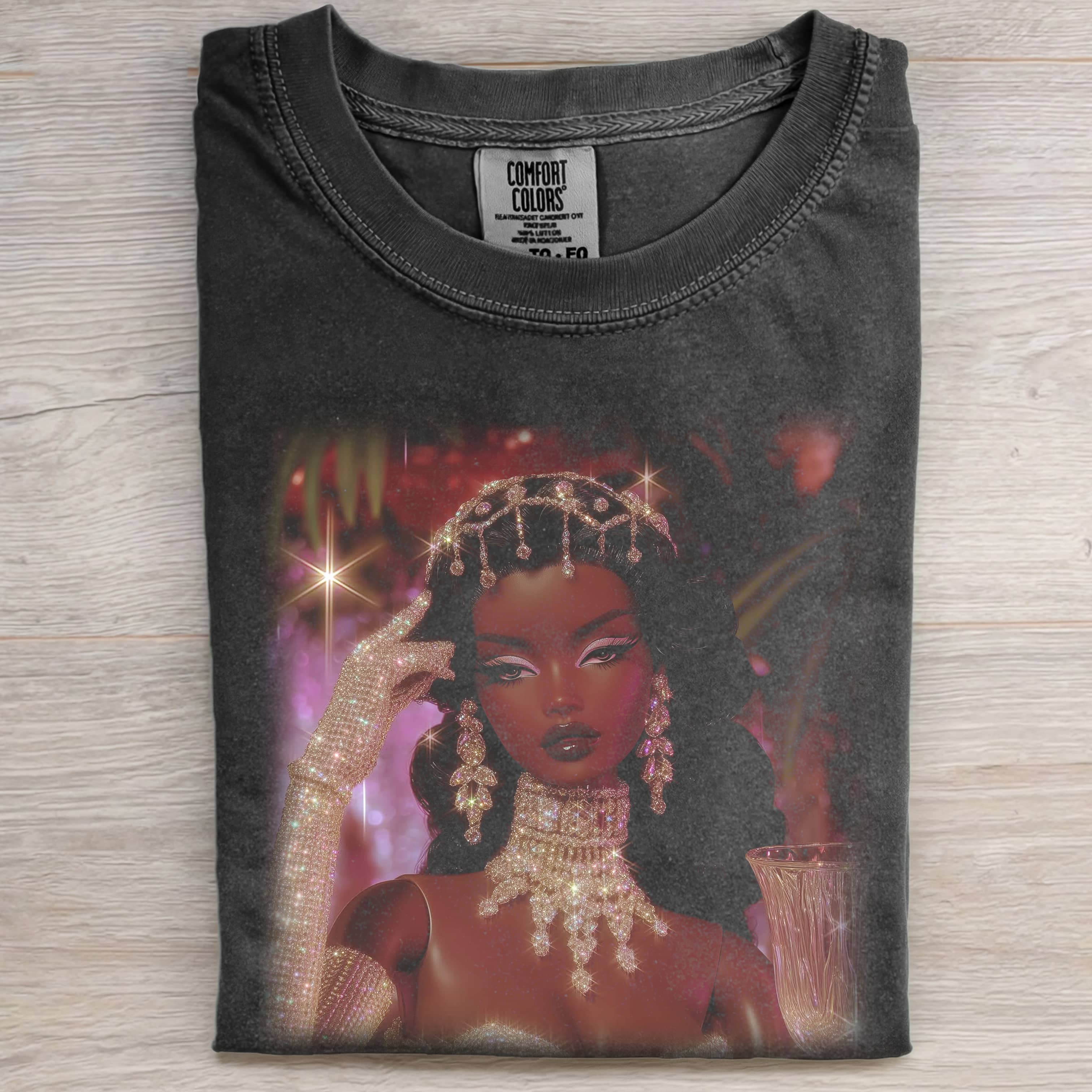 GORGEOUS BLACK SKIN DRESS Funny Doll Face GIRL TEE-ShawnCraft