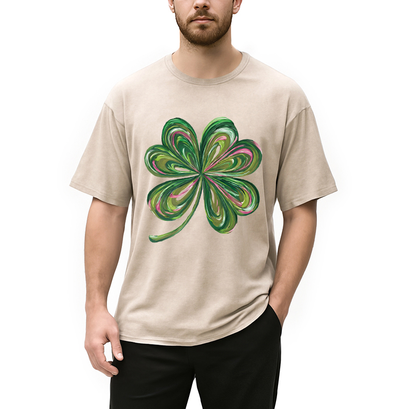 Lucky Shamrock Washed T-Shirt-ShawnCraft