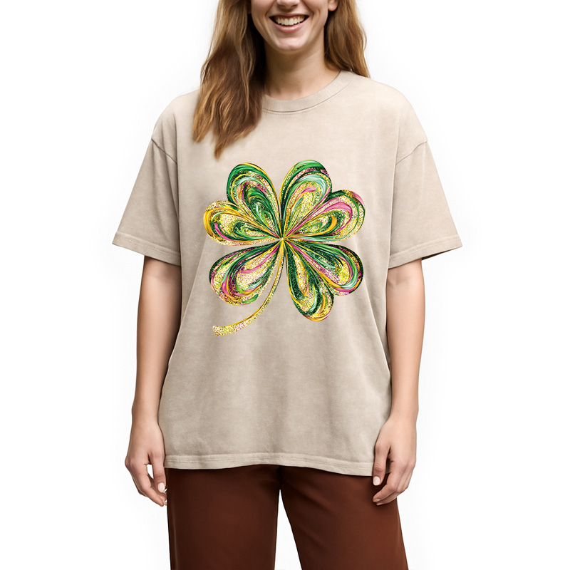 Retro Shamrock Washed T-Shirt-ShawnCraft