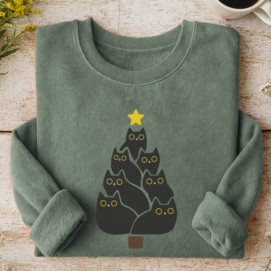 Cat Christmas Tree Sweatshirt-ShawnCraft