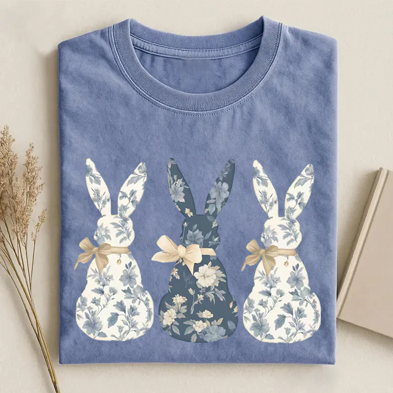 Floral Bunny T-shirt-ShawnCraft