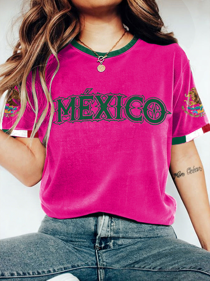 Women's Mexico Football Style Printed T-shirt