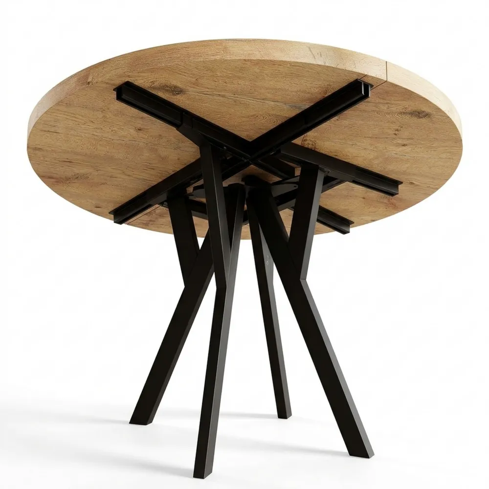 Ausziehbarer runder Esstisch für Wohnzimmer und Küche, stabil, 80 cm - 130 cm, Lancelot Farbe